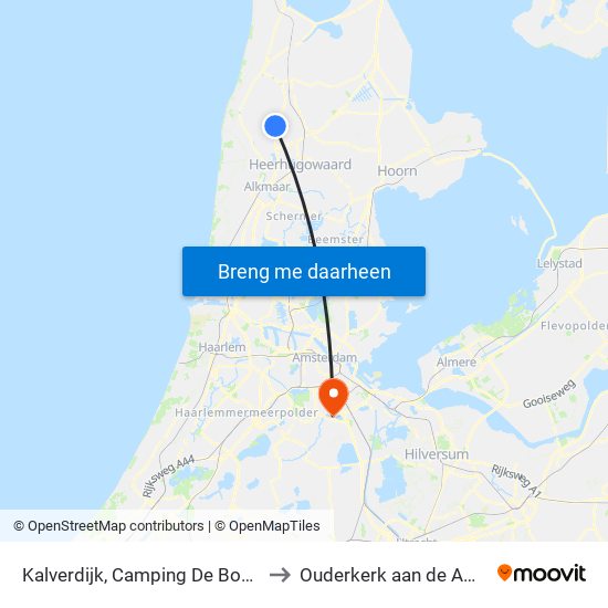 Kalverdijk, Camping De Bongerd to Ouderkerk aan de Amstel map