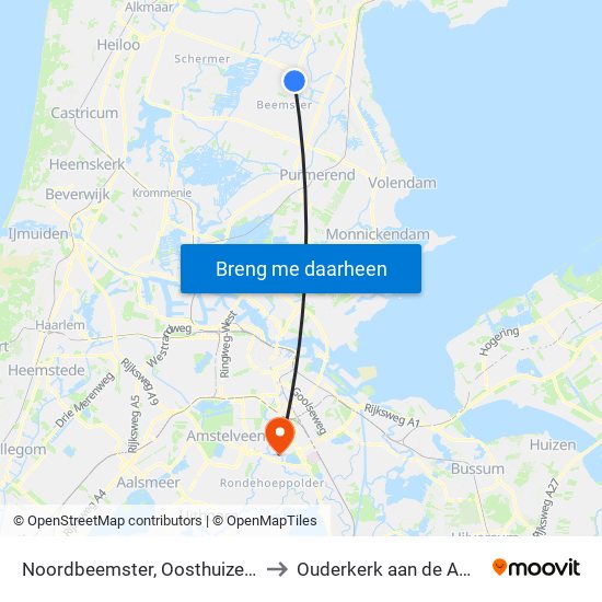 Noordbeemster, Oosthuizerweg to Ouderkerk aan de Amstel map