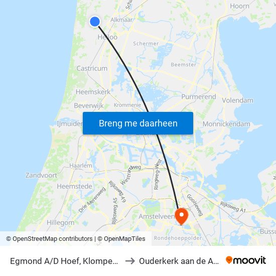 Egmond A/D Hoef, Klompenhoeve to Ouderkerk aan de Amstel map