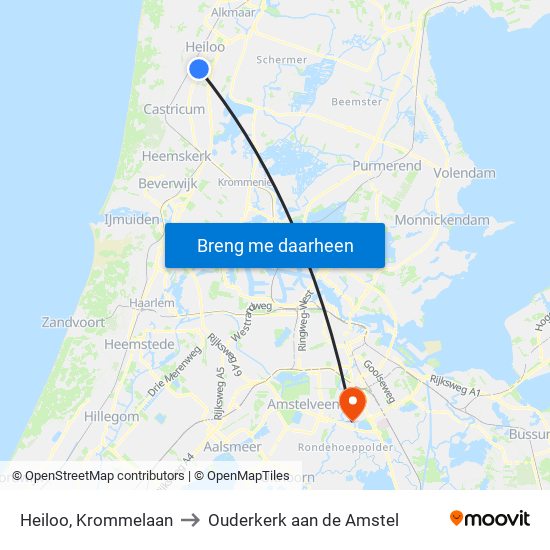 Heiloo, Krommelaan to Ouderkerk aan de Amstel map