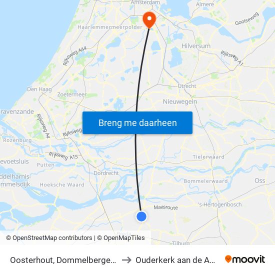 Oosterhout, Dommelbergenweg to Ouderkerk aan de Amstel map