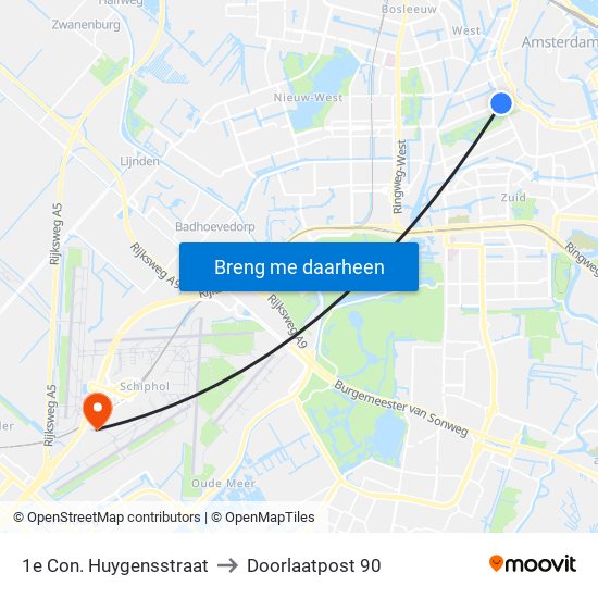 1e Con. Huygensstraat to Doorlaatpost 90 map