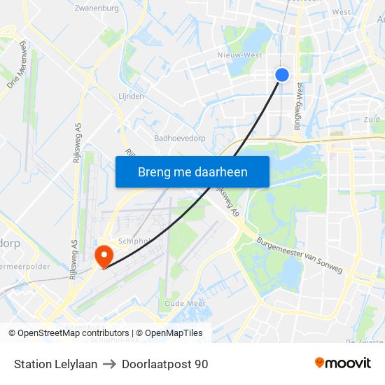 Station Lelylaan to Doorlaatpost 90 map