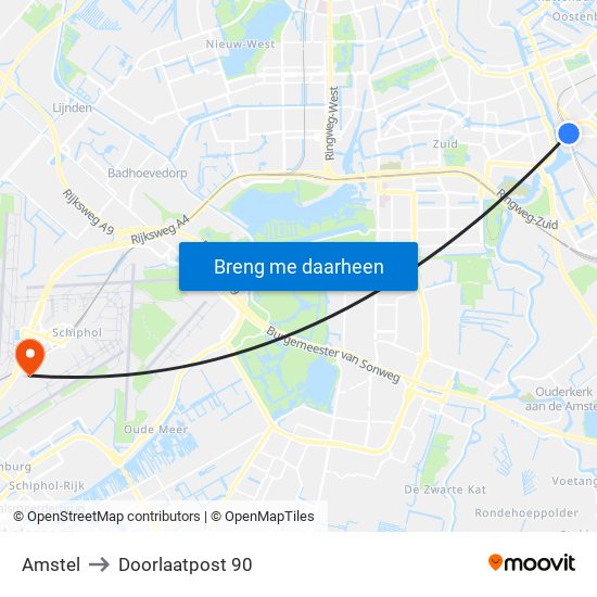 Amstel to Doorlaatpost 90 map