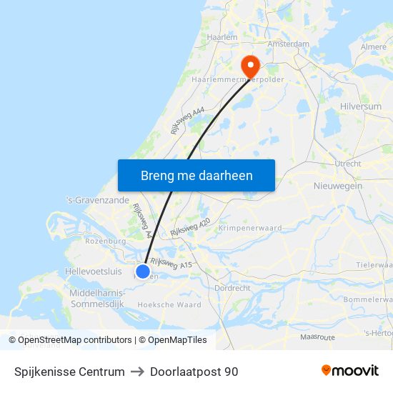 Spijkenisse Centrum to Doorlaatpost 90 map