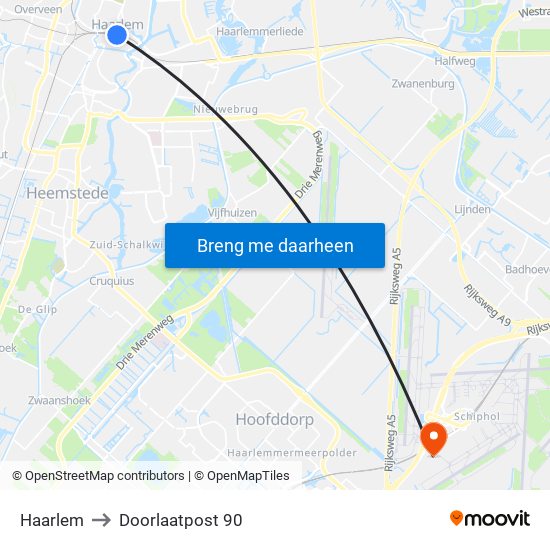 Haarlem to Doorlaatpost 90 map