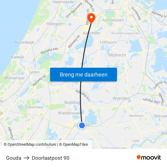 Gouda to Doorlaatpost 90 map