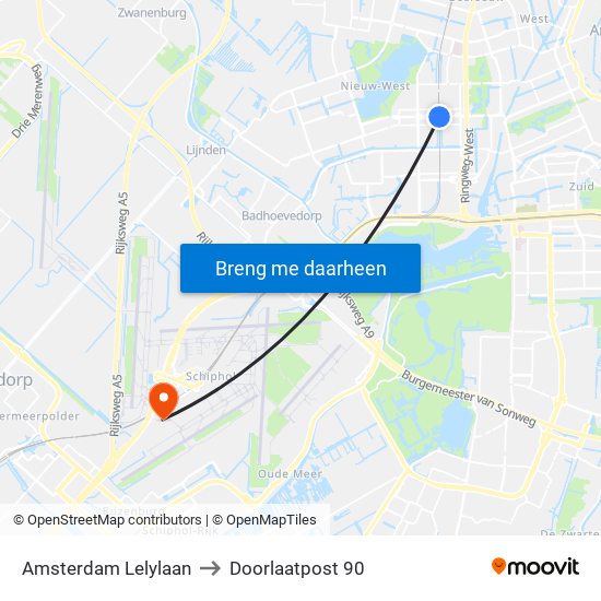 Amsterdam Lelylaan to Doorlaatpost 90 map