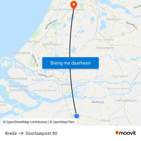 Breda to Doorlaatpost 90 map