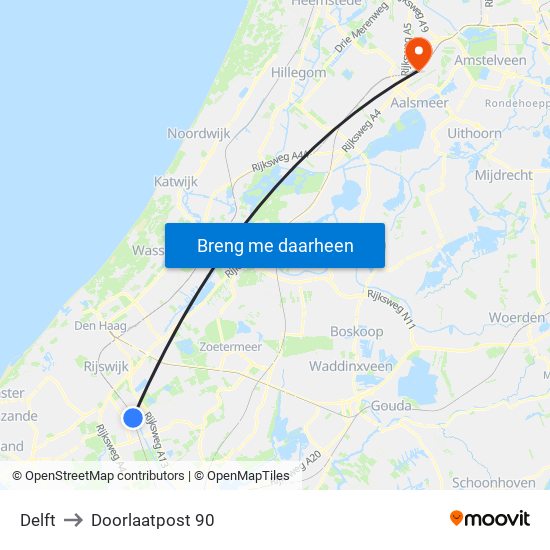 Delft to Doorlaatpost 90 map
