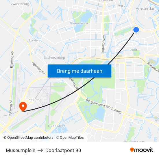 Museumplein to Doorlaatpost 90 map