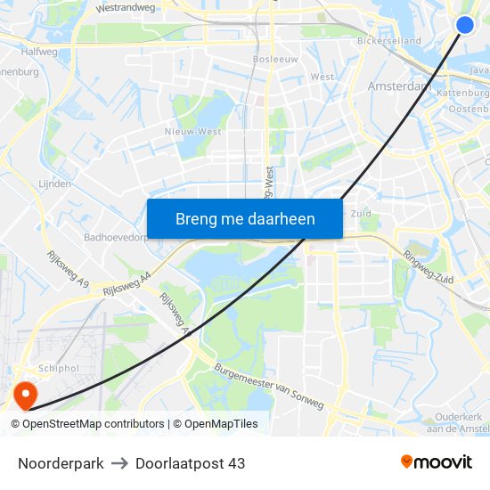 Noorderpark to Doorlaatpost 43 map