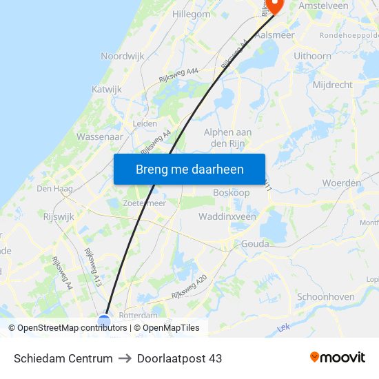 Schiedam Centrum to Doorlaatpost 43 map