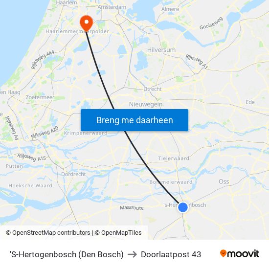 'S-Hertogenbosch (Den Bosch) to Doorlaatpost 43 map