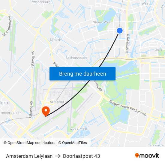 Amsterdam Lelylaan to Doorlaatpost 43 map