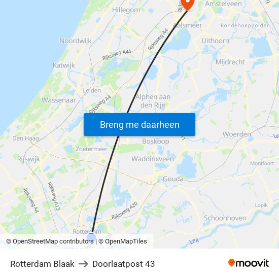 Rotterdam Blaak to Doorlaatpost 43 map