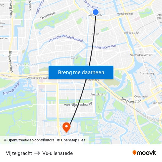 Vijzelgracht to Vu-uilenstede map