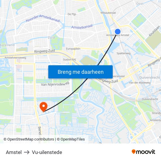 Amstel to Vu-uilenstede map