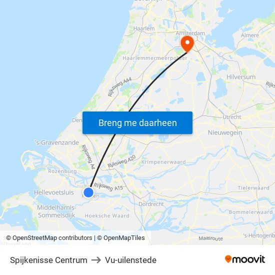 Spijkenisse Centrum to Vu-uilenstede map