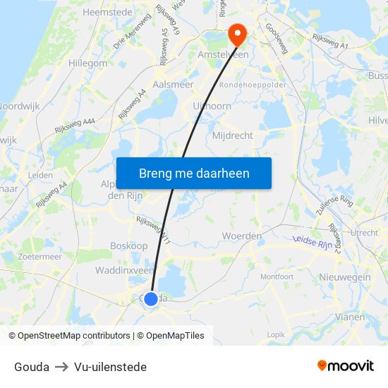 Gouda to Vu-uilenstede map