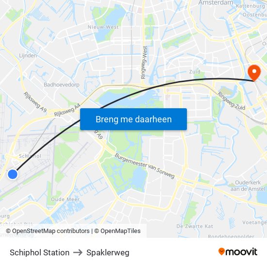 Schiphol Station to Spaklerweg map