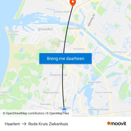 Haarlem to Rode Kruis Ziekenhuis map