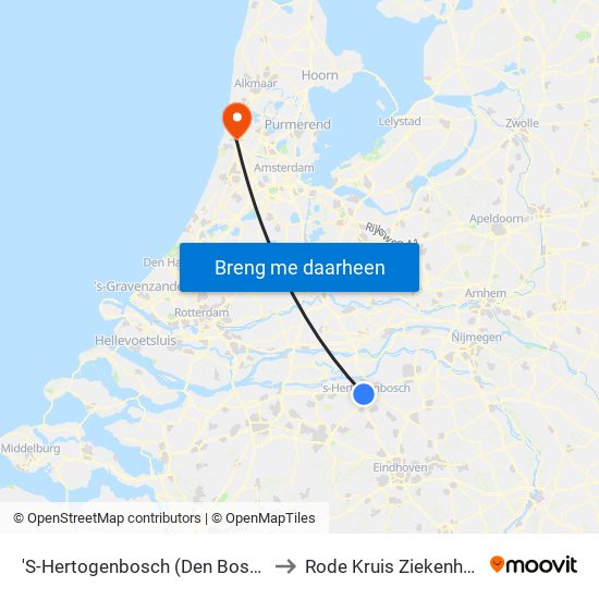 'S-Hertogenbosch (Den Bosch) to Rode Kruis Ziekenhuis map