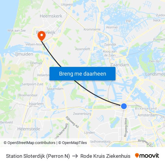 Station Sloterdijk (Perron N) to Rode Kruis Ziekenhuis map