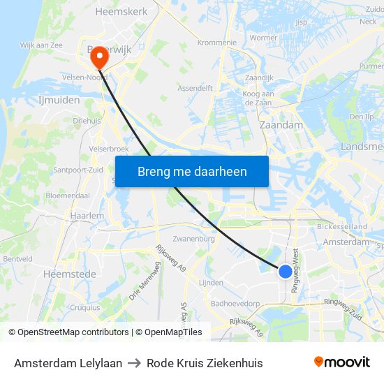 Amsterdam Lelylaan to Rode Kruis Ziekenhuis map