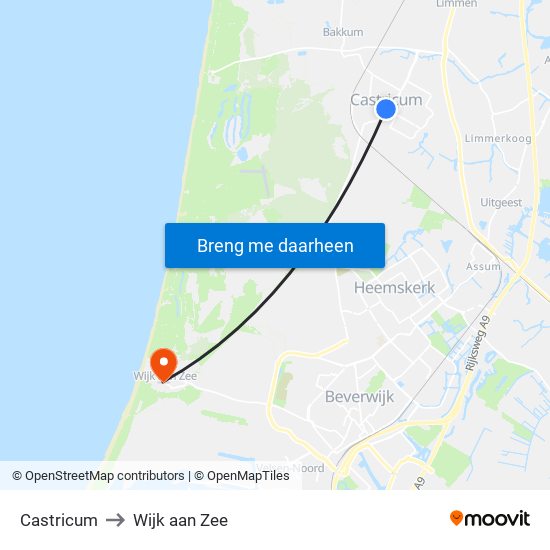 Castricum to Wijk aan Zee map