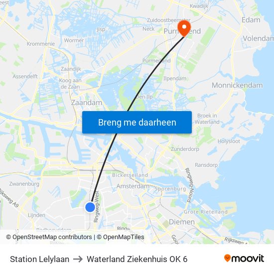 Station Lelylaan to Waterland Ziekenhuis OK 6 map