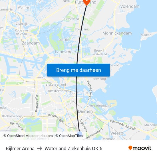 Bijlmer Arena to Waterland Ziekenhuis OK 6 map