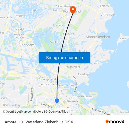 Amstel to Waterland Ziekenhuis OK 6 map