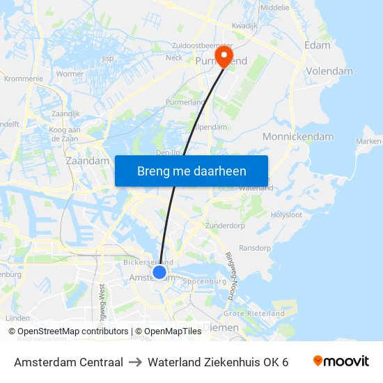 Amsterdam Centraal to Waterland Ziekenhuis OK 6 map