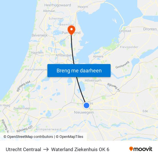 Utrecht Centraal to Waterland Ziekenhuis OK 6 map