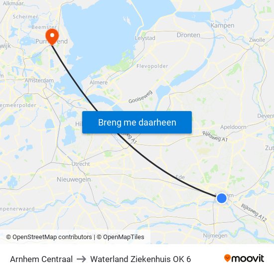 Arnhem Centraal to Waterland Ziekenhuis OK 6 map