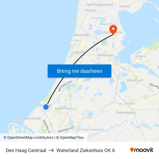 Den Haag Centraal to Waterland Ziekenhuis OK 6 map