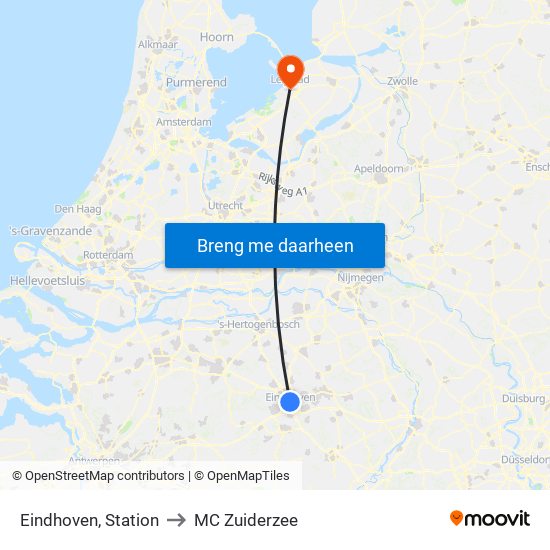 Eindhoven, Station to MC Zuiderzee map