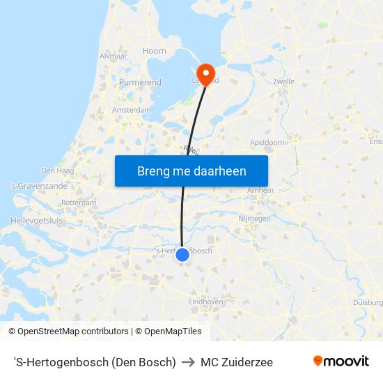'S-Hertogenbosch (Den Bosch) to MC Zuiderzee map