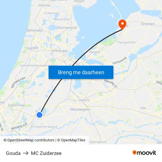 Gouda to MC Zuiderzee map