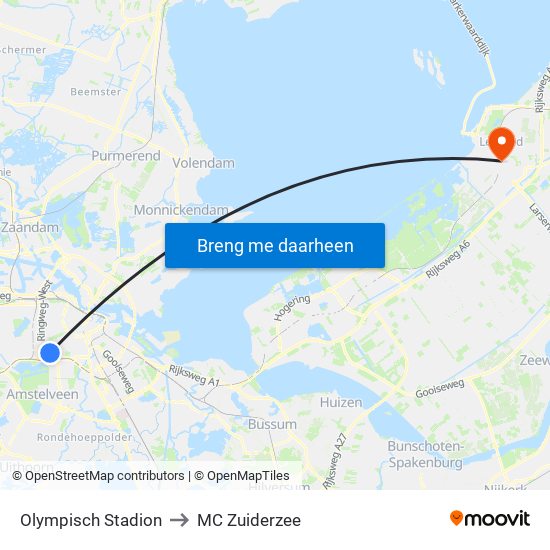 Olympisch Stadion to MC Zuiderzee map