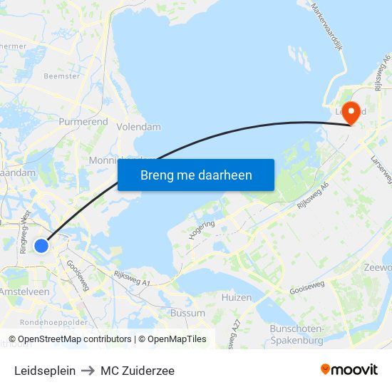 Leidseplein to MC Zuiderzee map