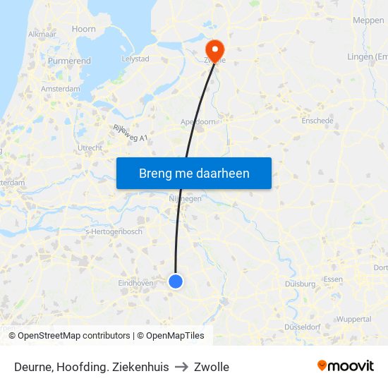 Deurne, Hoofding. Ziekenhuis to Zwolle map