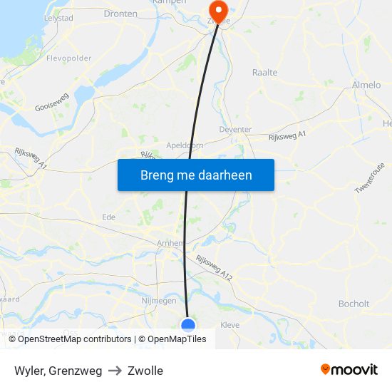 Wyler, Grenzweg to Zwolle map