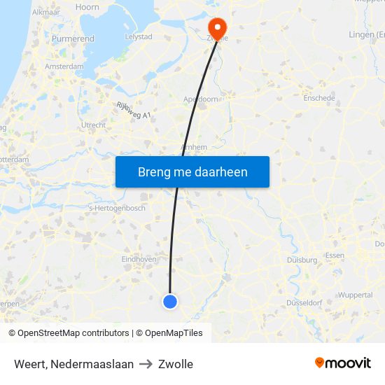 Weert, Nedermaaslaan to Zwolle map