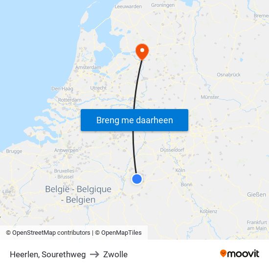 Heerlen, Sourethweg to Zwolle map