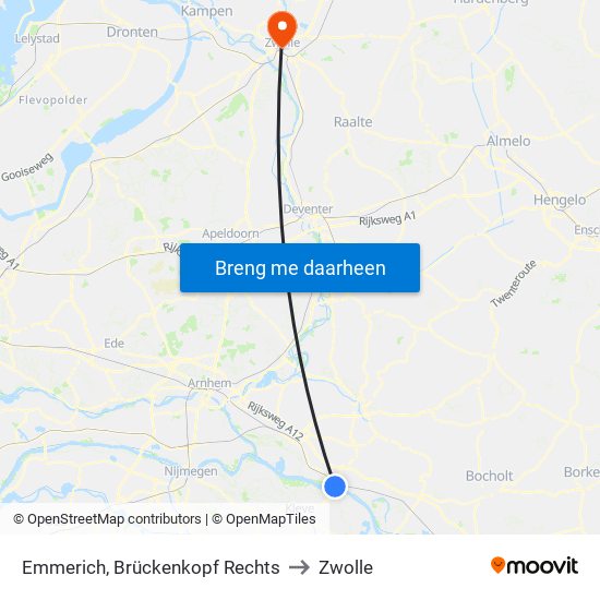 Emmerich, Brückenkopf Rechts to Zwolle map