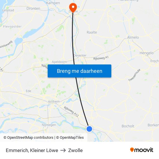 Emmerich, Kleiner Löwe to Zwolle map