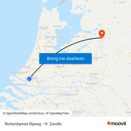Rotterdamse Rijweg to Zwolle map