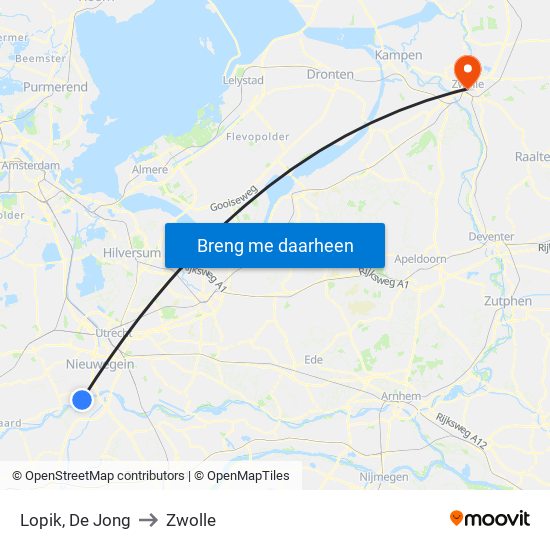 Lopik, De Jong to Zwolle map
